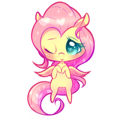 Size: 599x573 | Tagged: safe, artist:tamabel, fluttershy, pegasus, pony, g4, blushing, chibi, cute, female, heart eyes, one eye closed, shyabetes, simple background, solo, spread wings, white background, wingding eyes, wings
