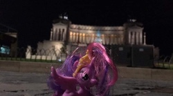 Size: 750x418 | Tagged: safe, twilight sparkle, alicorn, pony, irl, italy, photo, ponies around the world, rome, toy, twilight sparkle (alicorn)