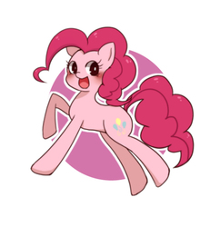 Size: 570x590 | Tagged: safe, artist:nijinowani, pinkie pie, earth pony, pony, g4, abstract background, blushing, circle background, cute, diapinkes, female, mare, open mouth, pixiv, solo