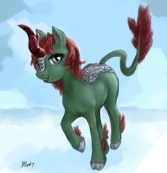 Size: 3175x3295 | Tagged: safe, artist:aponty, oc, oc only, oc:herbal remedy, kirin, cloven hooves, commission, female, high res, kirin oc, solo