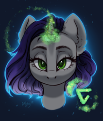 Size: 2000x2354 | Tagged: safe, artist:amishy, oc, oc only, oc:moonsonat, pony, unicorn, bust, crossover, high res, magic, solo, the witcher