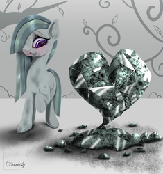 Size: 5183x5504 | Tagged: safe, artist:darksly, marble pie, earth pony, pony, g4, blushing, craft, cute, female, heart, mare, mouth hold, pickaxe, sculpture, smiling, solo, statue, stone