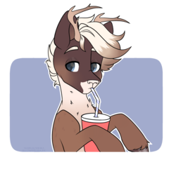 Size: 2258x2173 | Tagged: safe, artist:maximkoshe4ka, oc, oc only, oc:neithan, deer, pony, high res, male, plastic cup, solo