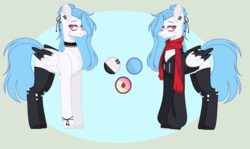 Size: 1456x866 | Tagged: safe, artist:nocturnal-moonlight, oc, oc only, oc:nocturnal moonlight, pegasus, pony, clothes, female, hoodie, mare, reference sheet, scarf, socks, solo, two toned wings, wings
