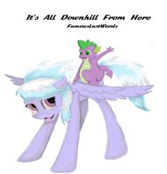 Size: 519x540 | Tagged: artist needed, safe, cloudchaser, spike, dragon, pegasus, pony, fanfic:it's all going downhill from here, g4, cute, cutechaser, daaaaaaaaaaaw, dragons riding ponies, fanfic art, female, looking at each other, male, mare, riding, ship:spikechaser, shipping, spike riding cloudchaser, spikelove, straight