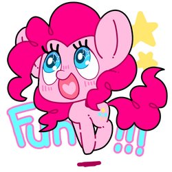 Size: 768x768 | Tagged: safe, artist:bbtasu, pinkie pie, earth pony, pony, g4, blushing, cute, diapinkes, female, fun, heart, heart tongue, mare, open mouth, simple background, solo, starry eyes, stars, white background, wingding eyes