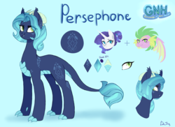 Size: 3220x2347 | Tagged: safe, artist:darlyjay, rarity, spike, oc, oc:persephone, dracony, hybrid, g4, female, high res, interspecies offspring, male, offspring, parent:rarity, parent:spike, parents:sparity, reference sheet, ship:sparity, shipping, solo focus, straight