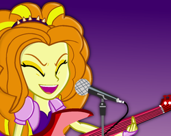 Size: 988x788 | Tagged: safe, artist:grapefruitface1, adagio dazzle, equestria girls, g4, clothes, eyes closed, female, guitar, microphone, musical instrument, musician, show accurate, singing, solo
