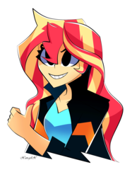 Size: 2443x3264 | Tagged: safe, artist:xan-gelx, sunset shimmer, human, equestria girls, g4, clothes, female, high res, jacket, simple background, solo, thumbs up, transparent background