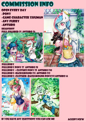 Size: 3508x4961 | Tagged: safe, artist:mashiromiku, oc, pony, anthro, advertisement, anthro with ponies, armpits, commission, commission info, traditional art, watercolor painting