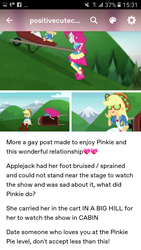 Size: 540x960 | Tagged: source needed, safe, applejack, pinkie pie, human, accountibilibuddies, accountibilibuddies: pinkie pie, equestria girls, g4, my little pony equestria girls: choose your own ending, cute, female, lesbian, positive message, ship:applepie, shipping