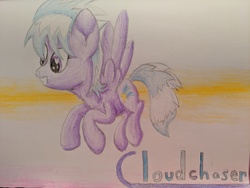 Size: 4032x3024 | Tagged: safe, artist:php124, cloudchaser, pegasus, pony, g4, female, smiling, solo, traditional art, wingding eyes, wings