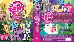 Size: 1600x924 | Tagged: safe, applejack, cheese sandwich, coco pommel, discord, fluttershy, maud pie, pinkie pie, rainbow dash, rarity, silver shill, spike, spitfire, twilight sparkle, alicorn, earth pony, pegasus, pony, unicorn, g4, season 4, bootleg, dvd, mane six, swan boat, twilight sparkle (alicorn)