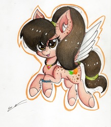 Size: 4647x5321 | Tagged: safe, artist:luxiwind, oc, oc only, oc:mirabelle, pegasus, pony, absurd resolution, female, mare, solo, traditional art, two toned wings, wings