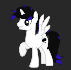 Size: 980x969 | Tagged: safe, oc, oc only, alicorn, pony, alicorn oc, black background, male, raised hoof, simple background, spread wings, stallion, wings