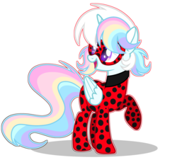 Size: 2872x2592 | Tagged: dead source, safe, artist:rainbows-skies, oc, oc:water star, alicorn, pony, base used, clothes, cosplay, costume, high res, male, miraculous ladybug, simple background, solo, stallion, transparent background