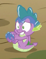 Size: 225x285 | Tagged: safe, screencap, spike, dragon, between dark and dawn, g4, animated, cropped, fetal position, gif, male, saliva on feet, solo, traumatized, wet spike, winged spike, wings