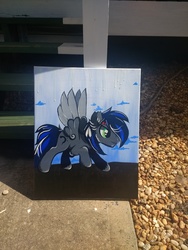Size: 3120x4160 | Tagged: safe, artist:annuthecatgirl, oc, oc only, pegasus, pony, painting, raised hoof, solo, traditional art