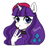 Size: 612x565 | Tagged: safe, artist:nayu, artist:sea contact, rarity, anthro, g4, alternate hairstyle, ambiguous facial structure, beatnik rarity, beret, bust, clothes, cute, female, hat, nail polish, portrait, raribetes, simple background, solo, sweater, white background