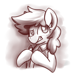 Size: 2048x2048 | Tagged: safe, artist:sugar morning, oc, oc only, oc:graph travel, pony, bust, clothes, commission, doodle, female, freckles, high res, looking up, mare, monochrome, portrait, simple background, sketch, smug, vest, white background