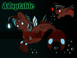 Size: 800x600 | Tagged: safe, artist:zobaloba, oc, oc only, angler fish, pony, adoptable, advertisement, auction, blind, evil, fins, lantern, solo, underwater, water