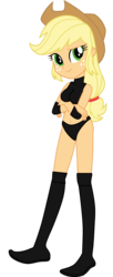 Size: 900x2200 | Tagged: safe, artist:marcusvanngriffin, artist:mlgskittles, editor:marcuvan0, applejack, equestria girls, g4, belly button, boots, clothes, cowboy hat, crossed arms, elbow pads, female, freckles, hat, knee pads, midriff, pose, shoes, simple background, solo, sports, sports bra, sports panties, transparent background, vector, wrestler, wrestling