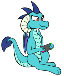 Size: 1400x1663 | Tagged: safe, artist:neonhuo, princess ember, dragon, g4, female, gamer ember, newbie artist training grounds, nintendo switch, simple background, solo, transparent background