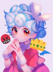 Size: 759x1024 | Tagged: safe, artist:setoya, cozy glow, human, g4, clothes, cozybetes, cute, dress, emoji, female, humanized, looking at you, puffy sleeves, solo