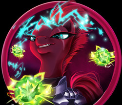 Size: 1250x1073 | Tagged: safe, artist:anchishiu, tempest shadow, pony, g4, eye scar, female, fizzlepop's fireworks, magic, mare, obsidian orb, petrification orb, scar, scar on the wrong side, solo