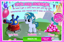 Size: 1039x680 | Tagged: safe, gameloft, skeedaddle, pony, g4, advertisement, costs real money, crack is cheaper, gem, greedloft, introduction card