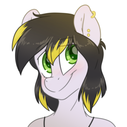 Size: 2200x2200 | Tagged: safe, artist:fluffyxai, oc, oc only, anthro, accessory, blushing, high res, jewelry, male, smiling, stallion