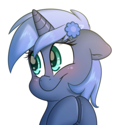 Size: 2000x2000 | Tagged: safe, artist:fluffyxai, oc, oc only, oc:double colon, pony, unicorn, accessory, blushing, high res, simple background, smiling, solo, transparent background