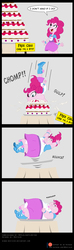 Size: 850x2890 | Tagged: safe, artist:niban-destikim, pinkie pie, human, equestria girls, g4, mmmystery on the friendship express, belly, big belly, chubby cheeks, clothes, comic, digestion, eating, equestria girls interpretation, fat, female, instant digestion, laughing, obese, onomatopoeia, panties, panty shot, patreon, piggy pie, pudgy pie, scene interpretation, skirt, sound effects, speech bubble, thin, underwear, upskirt, weight gain, weight gain sequence, white underwear