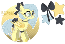 Size: 1024x697 | Tagged: safe, artist:kazziepones, oc, oc only, oc:starlight glow, bat pony, pony, bow, female, glasses, hair bow, mare, reference sheet, solo, tail bow
