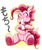 Size: 1000x1200 | Tagged: safe, artist:haruno hiroka, pinkie pie, earth pony, pony, g4, blushing, chopsticks, cute, diapinkes, eating, eyes closed, female, food, japanese, mare, mochi, simple background, sitting, solo, white background