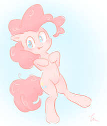 Size: 911x1066 | Tagged: safe, artist:fmsk_ii, pinkie pie, earth pony, pony, g4, bipedal, cute, diapinkes, female, mare, no nose, pixiv, solo