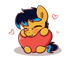 Size: 2560x2048 | Tagged: safe, artist:sugar morning, oc, oc only, oc:starbass, pony, blushing, chibi, cute, eyes closed, heart, high res, male, simple background, sitting, stallion, transparent background