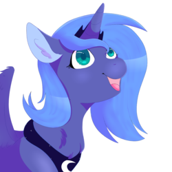 Size: 3000x3000 | Tagged: safe, artist:kazehanatenshi, princess luna, alicorn, pony, g4, bust, female, happy, high res, looking up, mare, open mouth, s1 luna