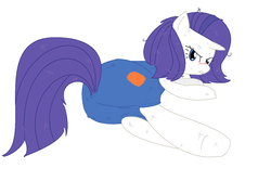 Size: 1200x800 | Tagged: safe, artist:m2130138, rarity, pony, unicorn, g4, simple ways, blushing, butt, female, hatless, looking at you, lying down, mare, missing accessory, pixiv, plot, rarihick, rearity, simple background, solo, tail, tail hole, white background