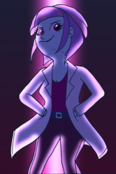 Size: 2057x3092 | Tagged: safe, artist:berrypunchrules, sunny flare, equestria girls, g4, clothes, evil, female, hand in pocket, high res, lab coat, scientist, solo