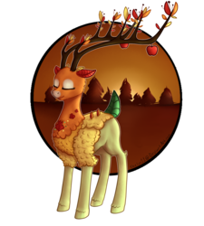 Size: 1800x2000 | Tagged: safe, artist:violetpony11, the great seedling, deer, dryad, elk, g4, going to seed, eyes closed, female, simple background, solo, transparent background