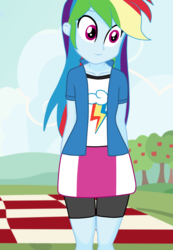 Size: 1280x1846 | Tagged: safe, artist:philelmago, rainbow dash, equestria girls, g4, my little pony equestria girls: friendship games, my little pony equestria girls: rainbow rocks, everfree forest, female, show accurate, solo