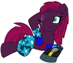 Size: 10525x8992 | Tagged: safe, alternate version, artist:ejlightning007arts, edit, fizzlepop berrytwist, tempest shadow, pony, g4, alternate hairstyle, bikini, bikini top, clothes, cute, eye scar, one eye closed, sarong, scar, simple background, summer, swimsuit, tempestbetes, transparent background, vector, wink