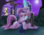 Size: 5187x4101 | Tagged: safe, artist:greenbrothersart, fancypants, fleur-de-lis, pony, g4, absurd resolution, canterlot, cuddling, eyeshadow, female, flower, full moon, garden, glowing horn, horn, levitation, lidded eyes, looking at each other, lying down, magic, makeup, male, moon, night, romance, rose, ship:fancyfleur, shipping, sitting, straight, telekinesis