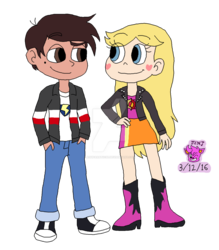 Size: 1024x1170 | Tagged: safe, artist:stella-exquisa, flash sentry, sunset shimmer, human, equestria girls, g4, barely eqg related, barely pony related, clothes, clothes swap, cosplay, costume, crossover, female, male, marco diaz, outfit, ship:flashimmer, shipping, star butterfly, star vs the forces of evil, starco, straight