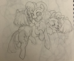 Size: 2048x1690 | Tagged: safe, artist:misstwipietwins, pinkie pie, twilight sparkle, earth pony, pony, unicorn, g4, female, kissing, lesbian, ship:twinkie, shipping, traditional art