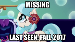 Size: 640x360 | Tagged: safe, edit, edited screencap, screencap, coco pommel, earth pony, pony, g4, my little pony: the movie, female, missing, solo, text, they wasted a perfectly good character