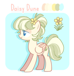 Size: 1280x1328 | Tagged: safe, artist:holidaye, oc, oc only, oc:daisy dune, pegasus, pony, blue eyes, female, flower, flower in hair, mare, pegasus oc, side view, solo