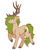 Size: 800x1000 | Tagged: safe, artist:flaming-trash-can, oc, oc only, oc:xander, deer pony, original species, antlers, colored, cutie mark, flat colors, floppy ears, raised hoof, sidemouth, simple background, solo, white background