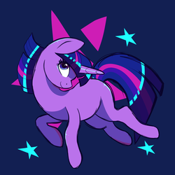 Size: 1280x1280 | Tagged: safe, artist:uunicornicc, twilight sparkle, pony, unicorn, g4, abstract background, female, full body, looking up, mare, missing cutie mark, neon, simple background, smiling, solo, unicorn twilight
